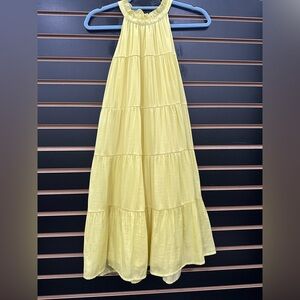Skies Are Blue Sunny Yellow Tiered Maxi halter dress